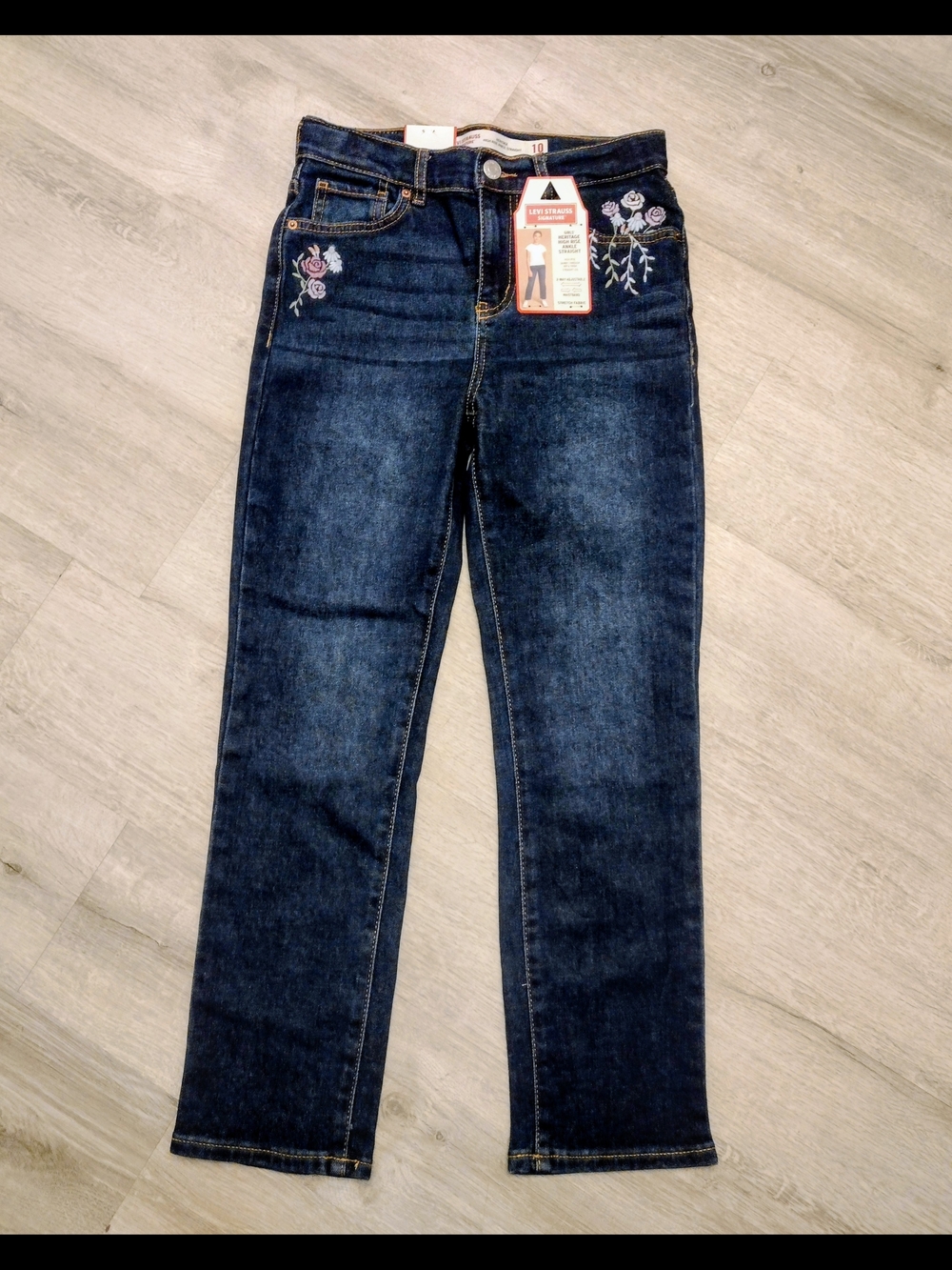 Levi's Signature Girls' Heritage High Rise Ankle Straight Jeans - Dark Blue